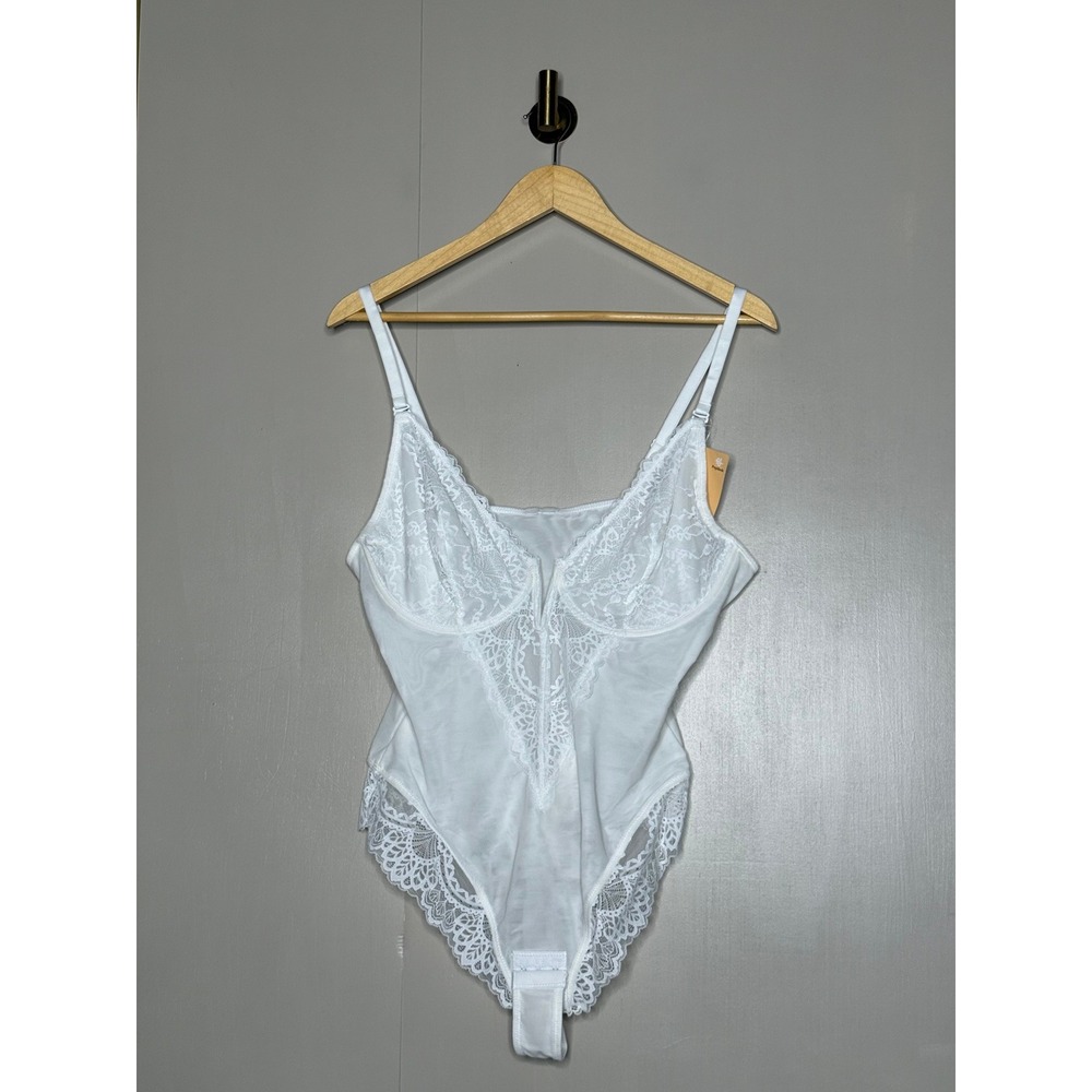 Popilush White Lace Shapewear Bodysuit XXL Underwire Thong Sculpting Teddy NWT